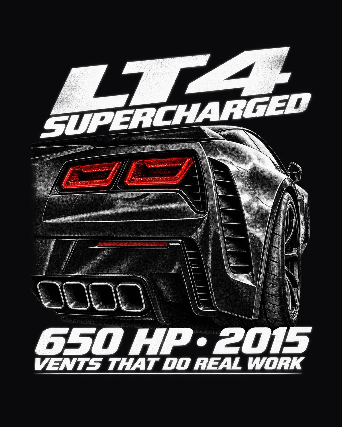 Corvette C7 Z06 LT4 650 HP Rear Vent Macro Print Tee design only