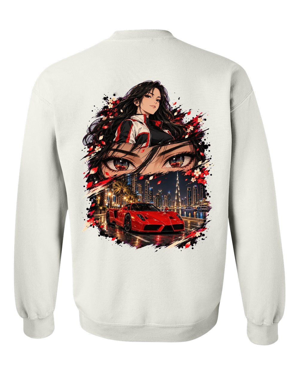 Ferrari Enzo Anime Girl Crewneck White back