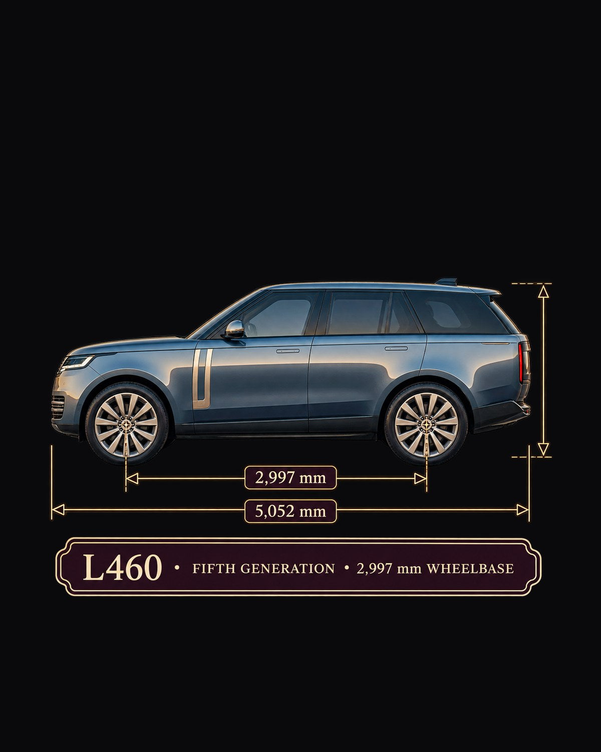 Range Rover L460 Fifth Generation Blueprint Shirt, 2,997 mm design only