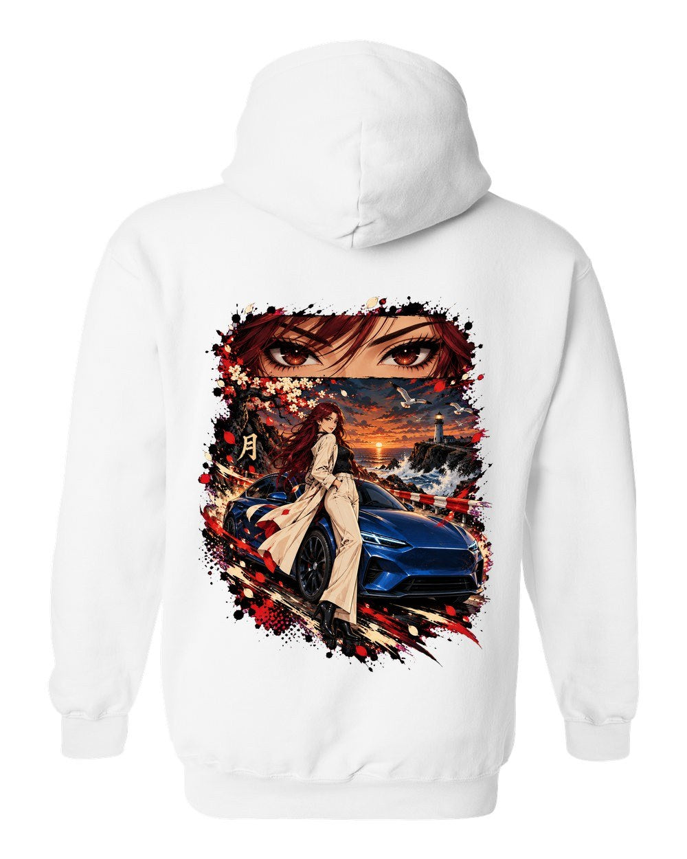 Lucid Air Sapphire Anime Girl Pull Over Hoodie White back
