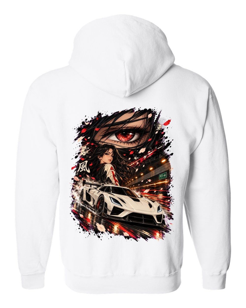 Koenigsegg Jesko Anime Girl Zip Hoodie White back