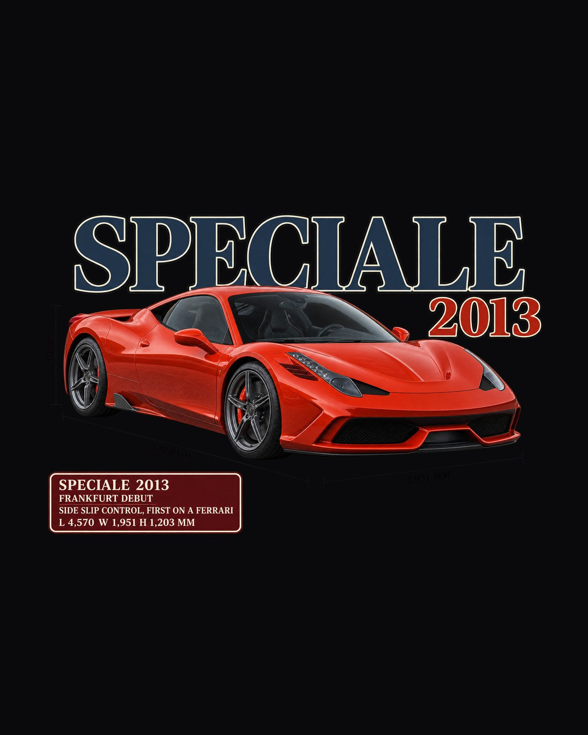 Ferrari 458 Speciale 2013 Archive Panel Shirt, Side Slip design only