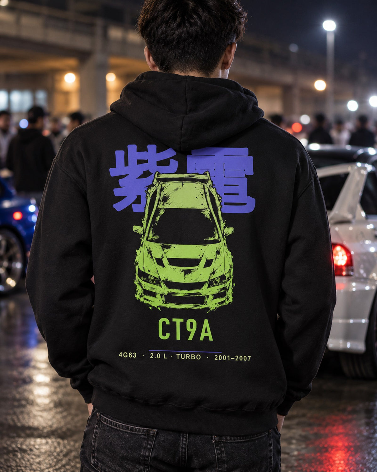 CT9A 4G63 Full-Back Graphic Tee Pull Over Hoodie Black worn hero