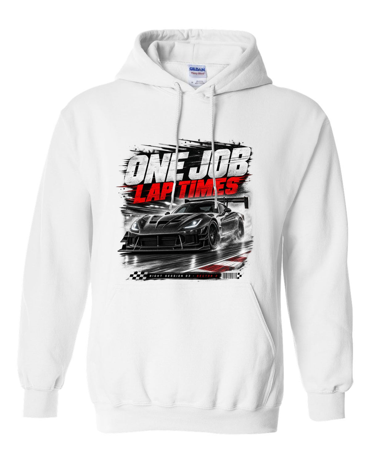 2016 Dodge Viper ACR Extreme VX I low front three-quarter race poster print white pull over hoodie front view with the design