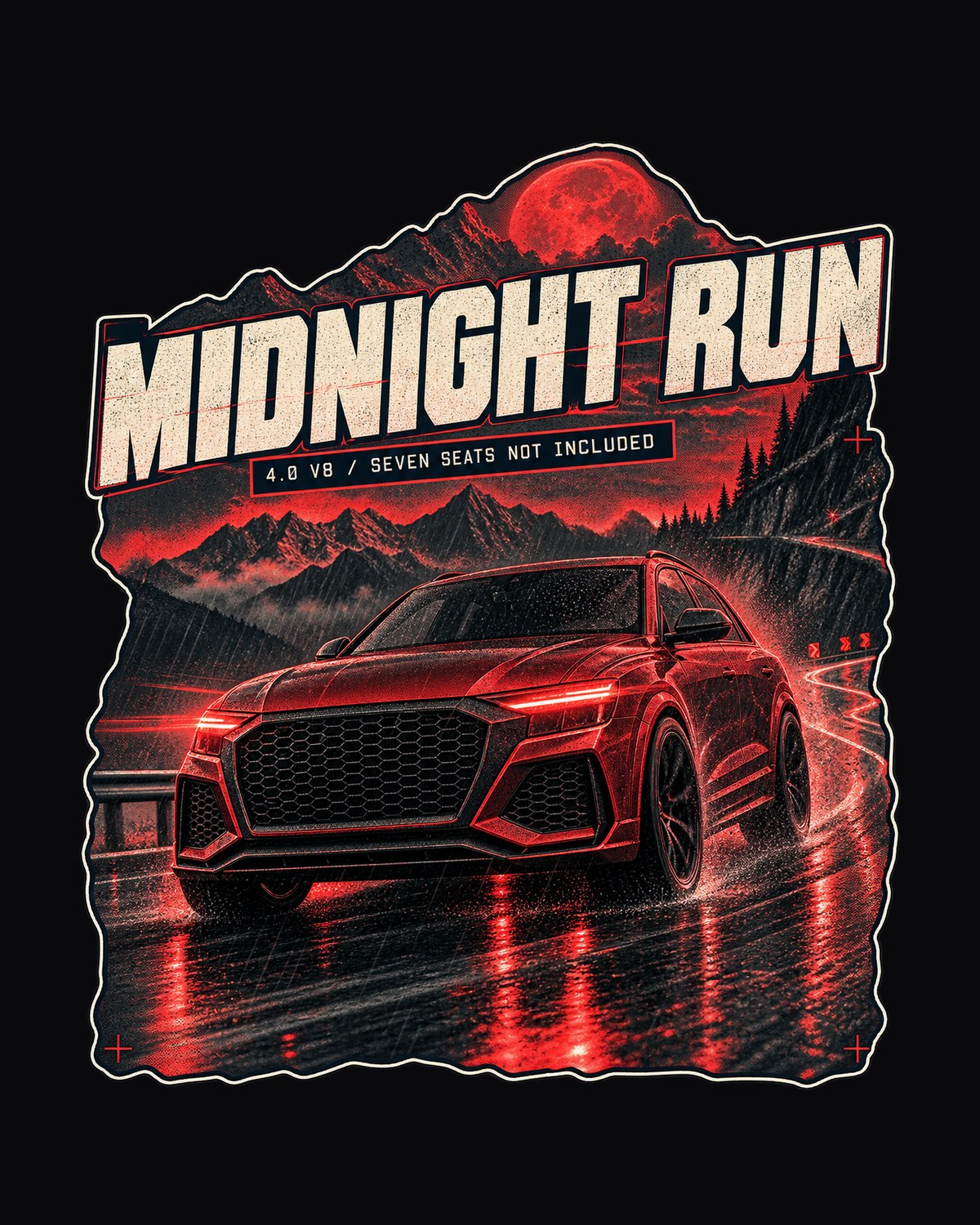 Audi RS Q8 Midnight Run Shirt, 4.0 V8 Night Street Print design only