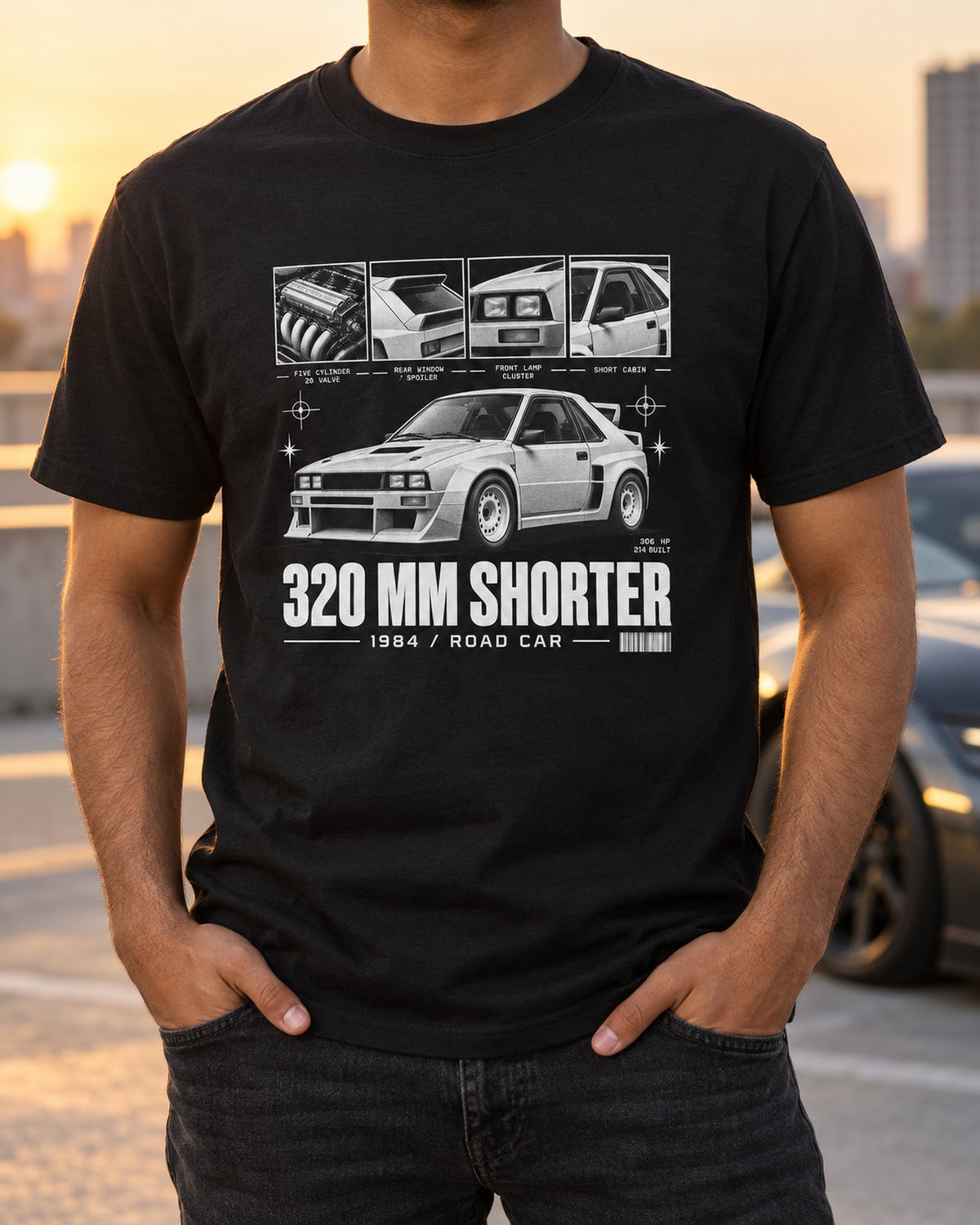 Audi Sport Quattro SWB 1984 Dossier Shirt, Rally Fan Gift T-Shirt Black worn hero