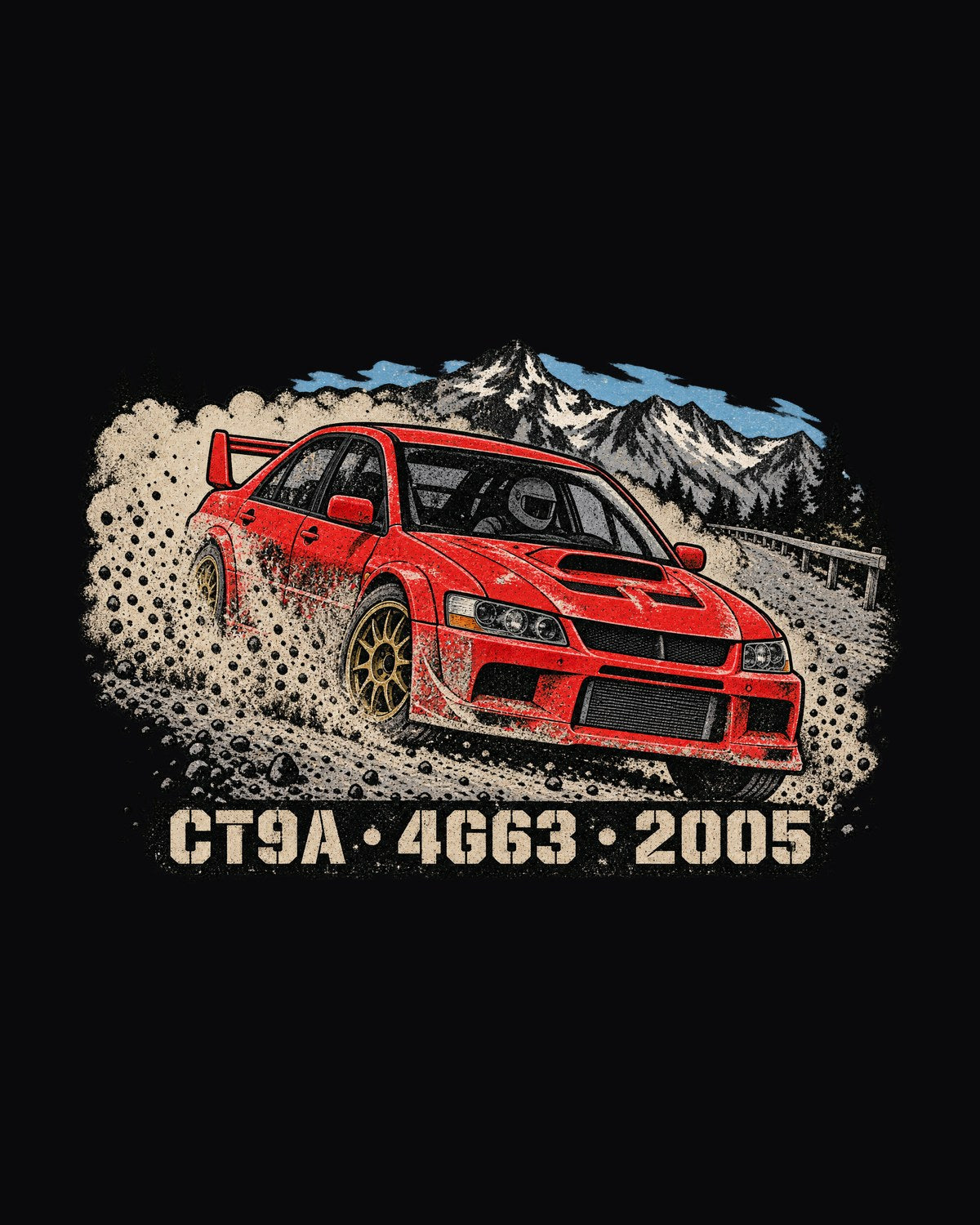 Mitsubishi Lancer Evolution IX CT9A Gravel Distressed Print Shirt design only