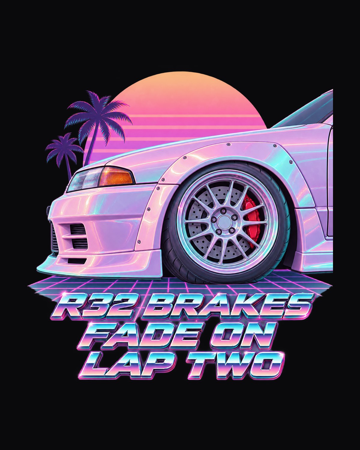Nissan Skyline GT-R R32 BNR32 Brake Fade Vaporwave Shirt design only