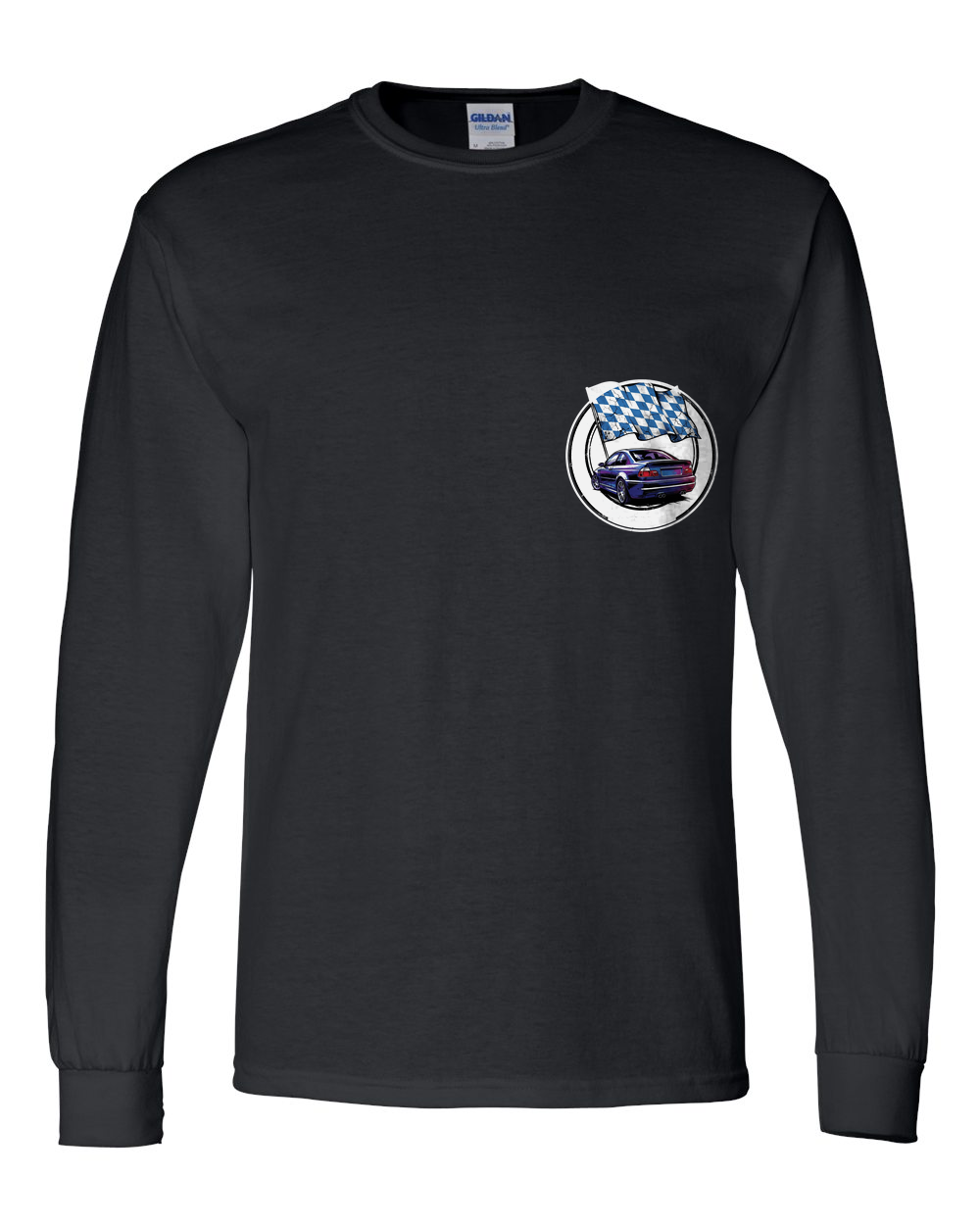 BMW M3 E46 Lozenge Long Sleeve T-Shirt — Black front emblem