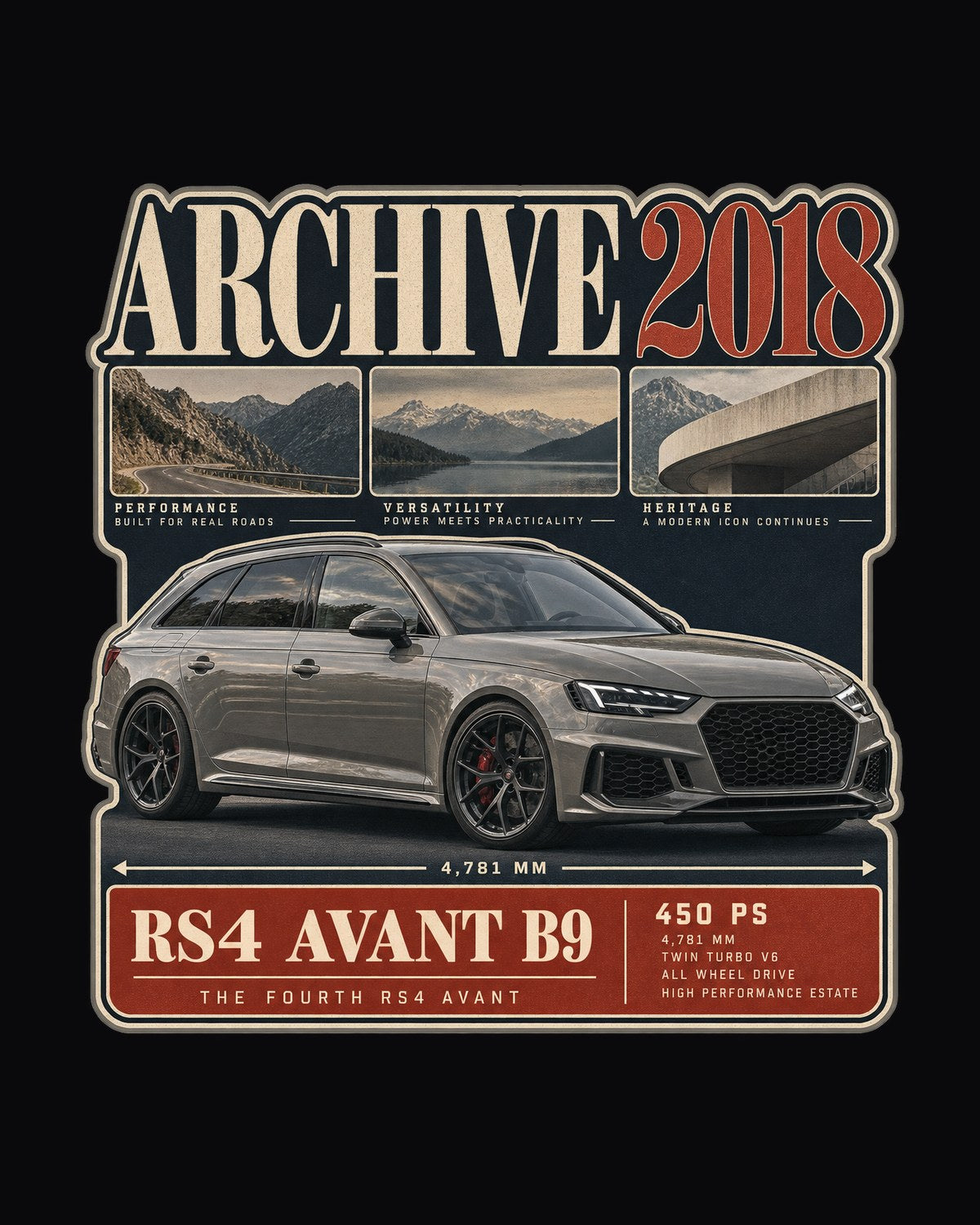 Audi RS4 Avant B9 Edition Archive Panel Tee, 450 PS 2018 design only
