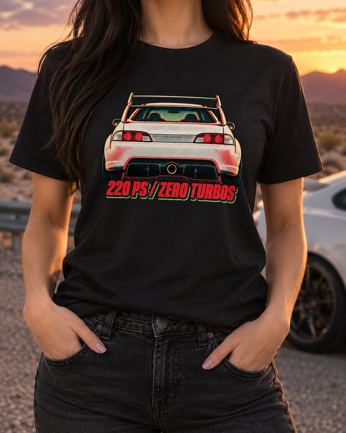 Honda Integra Type R DC5 Risograph Duotone, 220 PS Tee T-Shirt Black worn hero