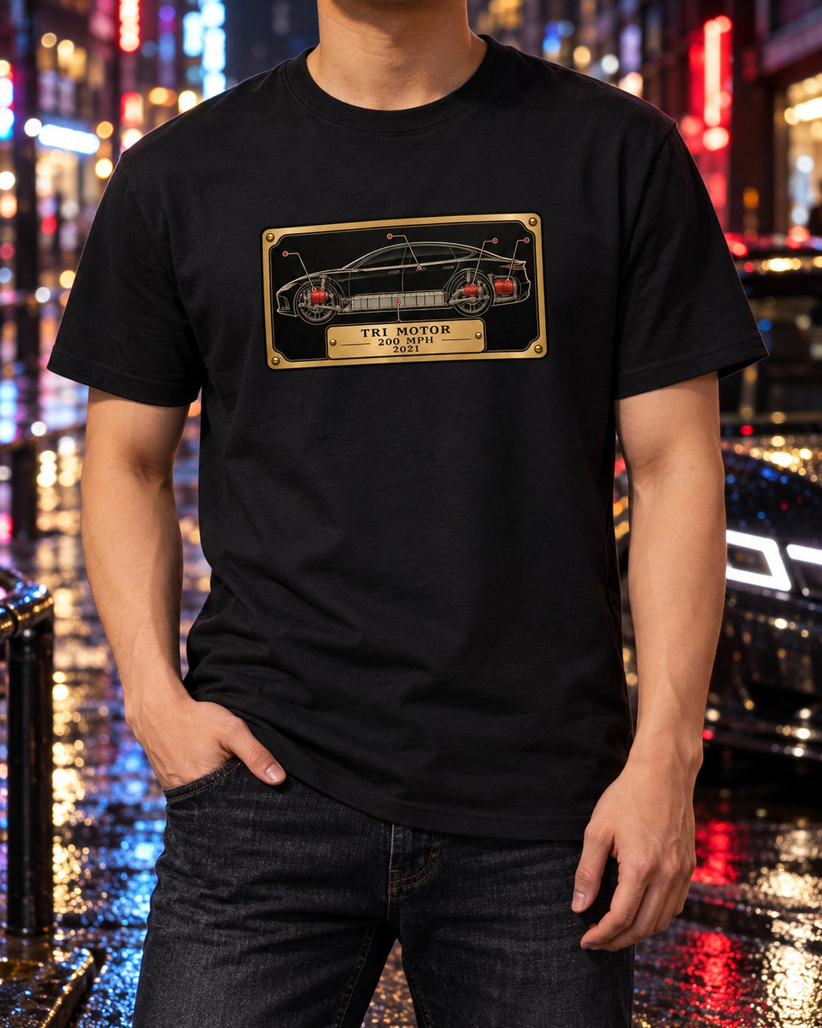 Tesla Model S Plaid Spec Sheet Data Plate Shirt, Car Guy Gift T-Shirt Black worn hero
