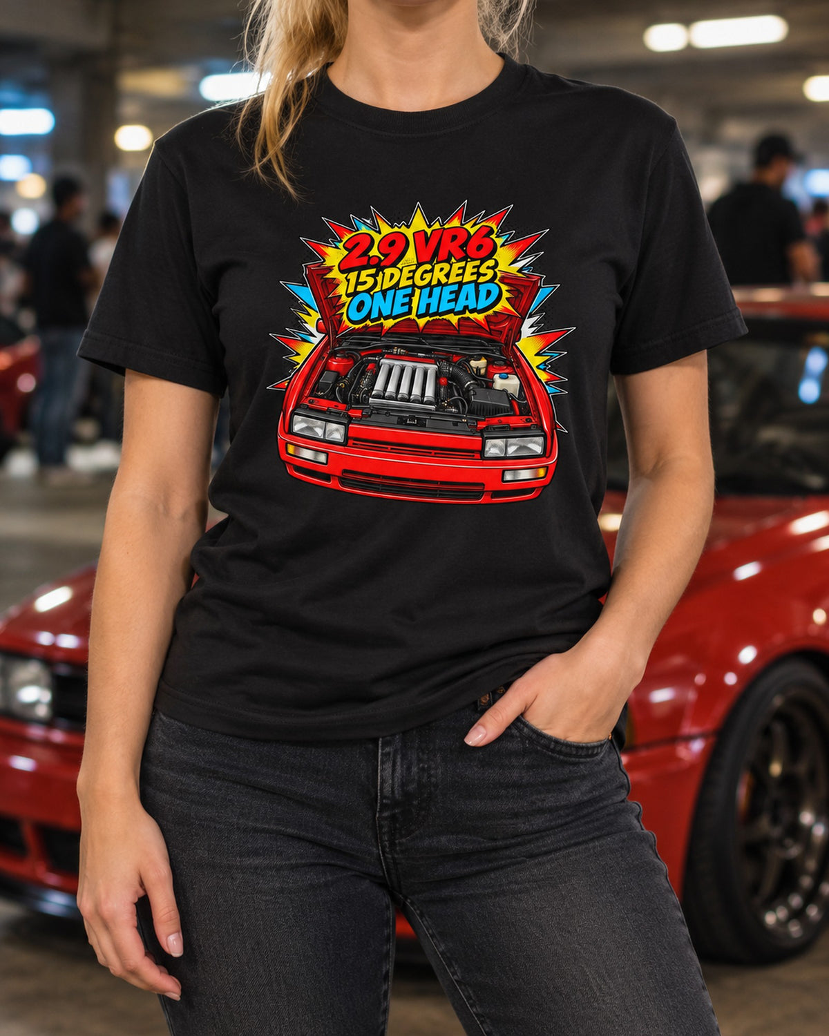 Corrado VR6 Comic Halftone Pop Art Shirt, 2.9 VR6 Narrow Angle T-Shirt Black worn hero