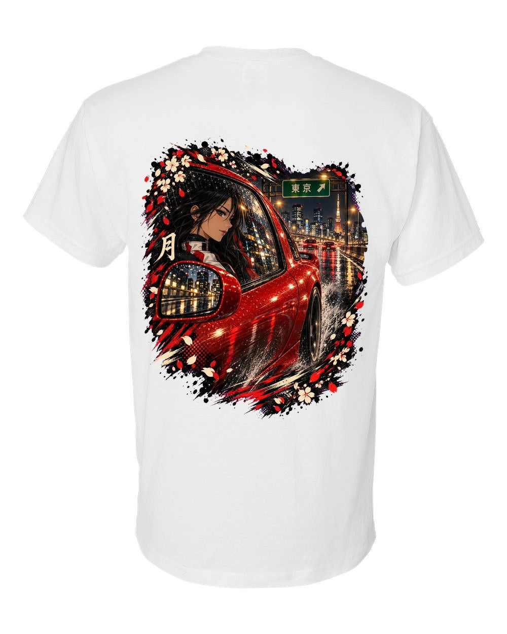 Mazda RX-7 FD Anime Girl T-Shirt White back