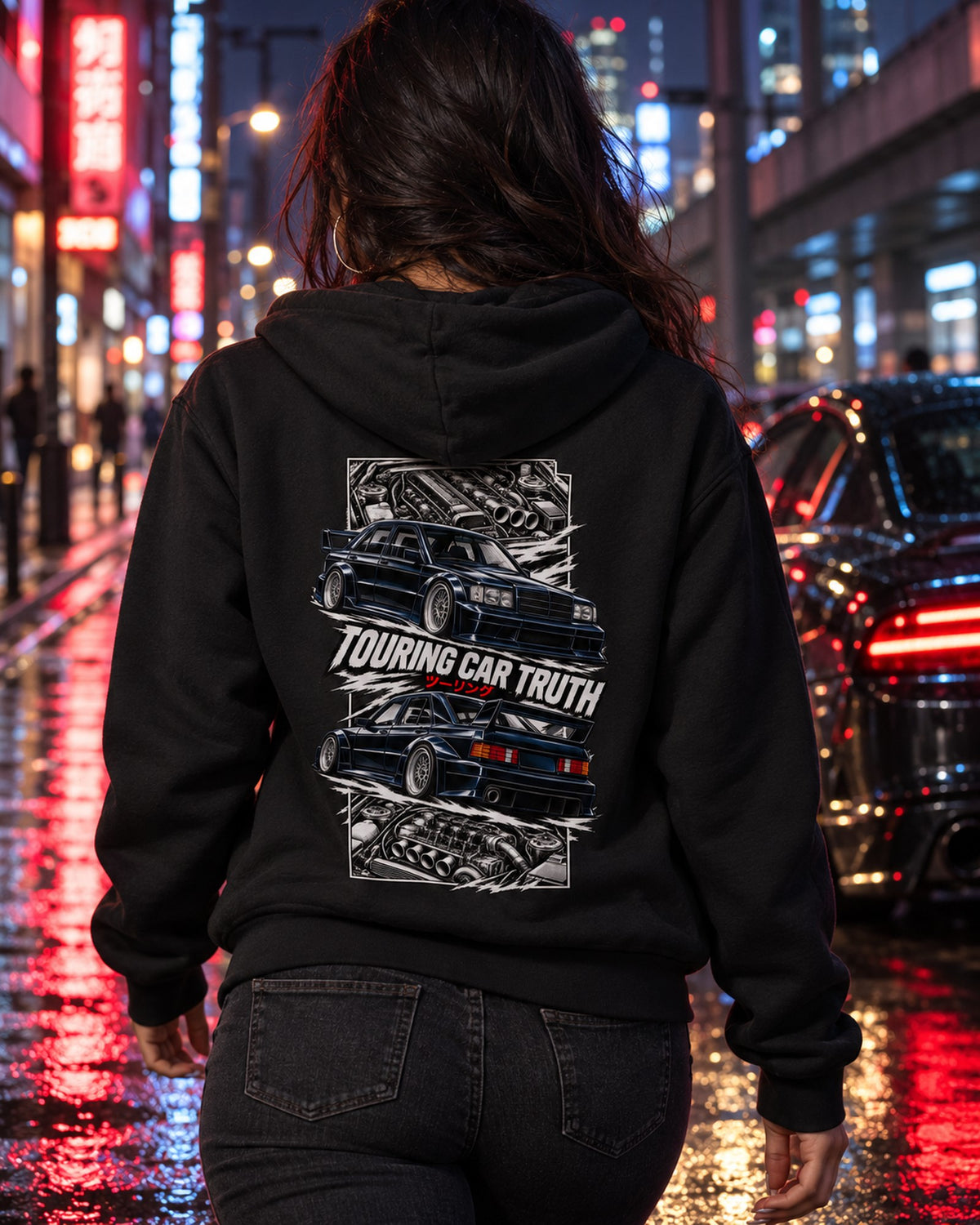 Mercedes 190E Evo Ii Torn Poster Full-Back Graphic Tee Zip Hoodie Black worn hero