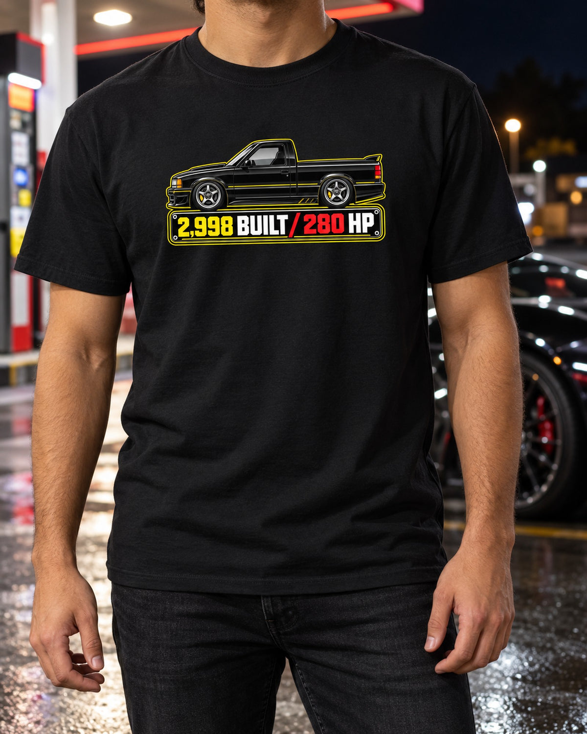 GMC Syclone 1991 Spec Sheet Data Plate Shirt, 280 HP Car Guy Tee T-Shirt Black worn hero