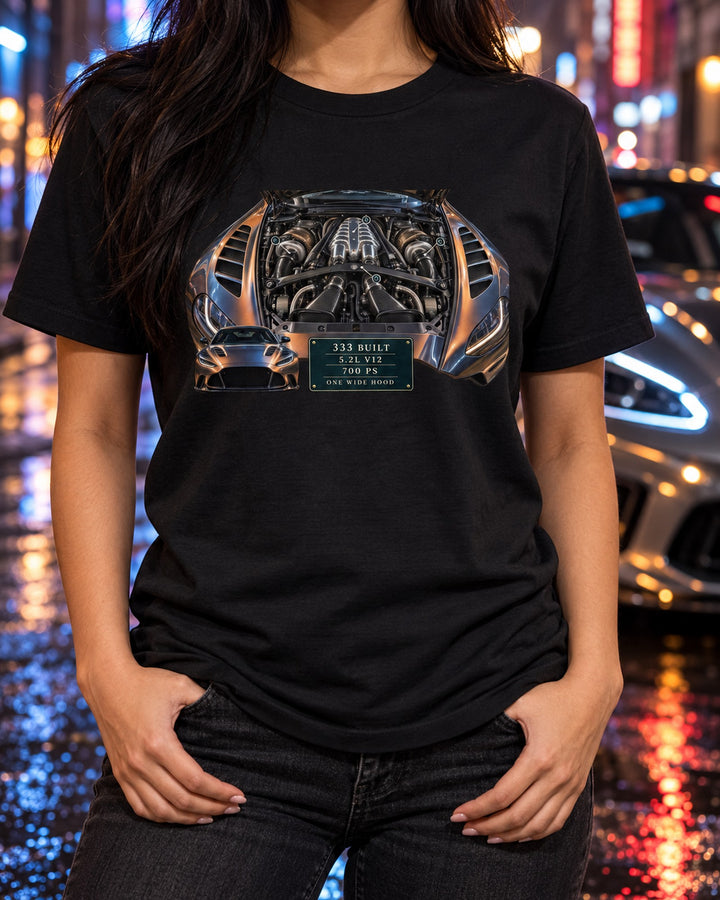 V12 Vantage 2022 Engine Hero Tee, 333 Built Aston Martin T-Shirt Black worn hero