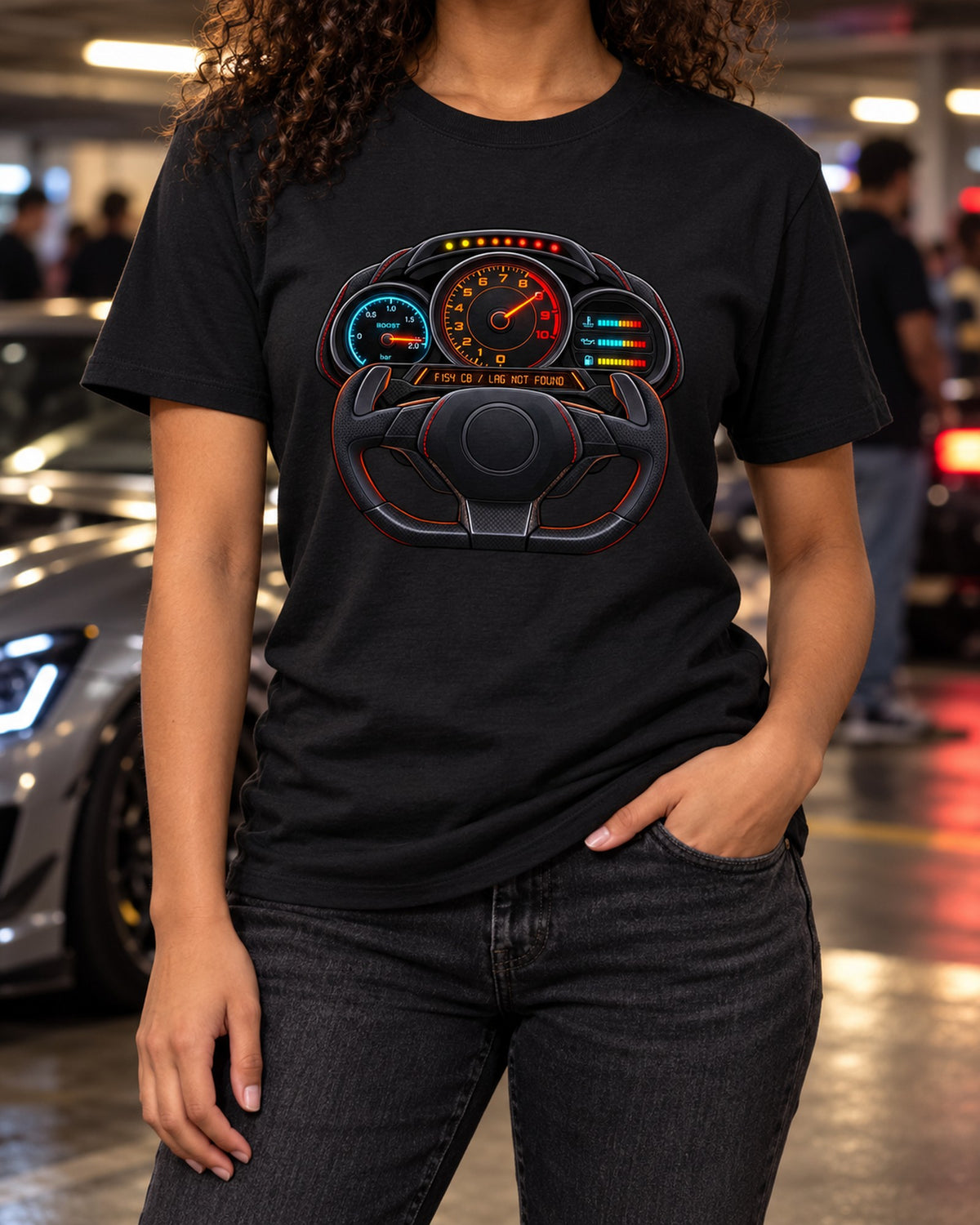 Ferrari 488 GTB F154 CB Boost Gauge Cockpit Shirt T-Shirt Black worn hero