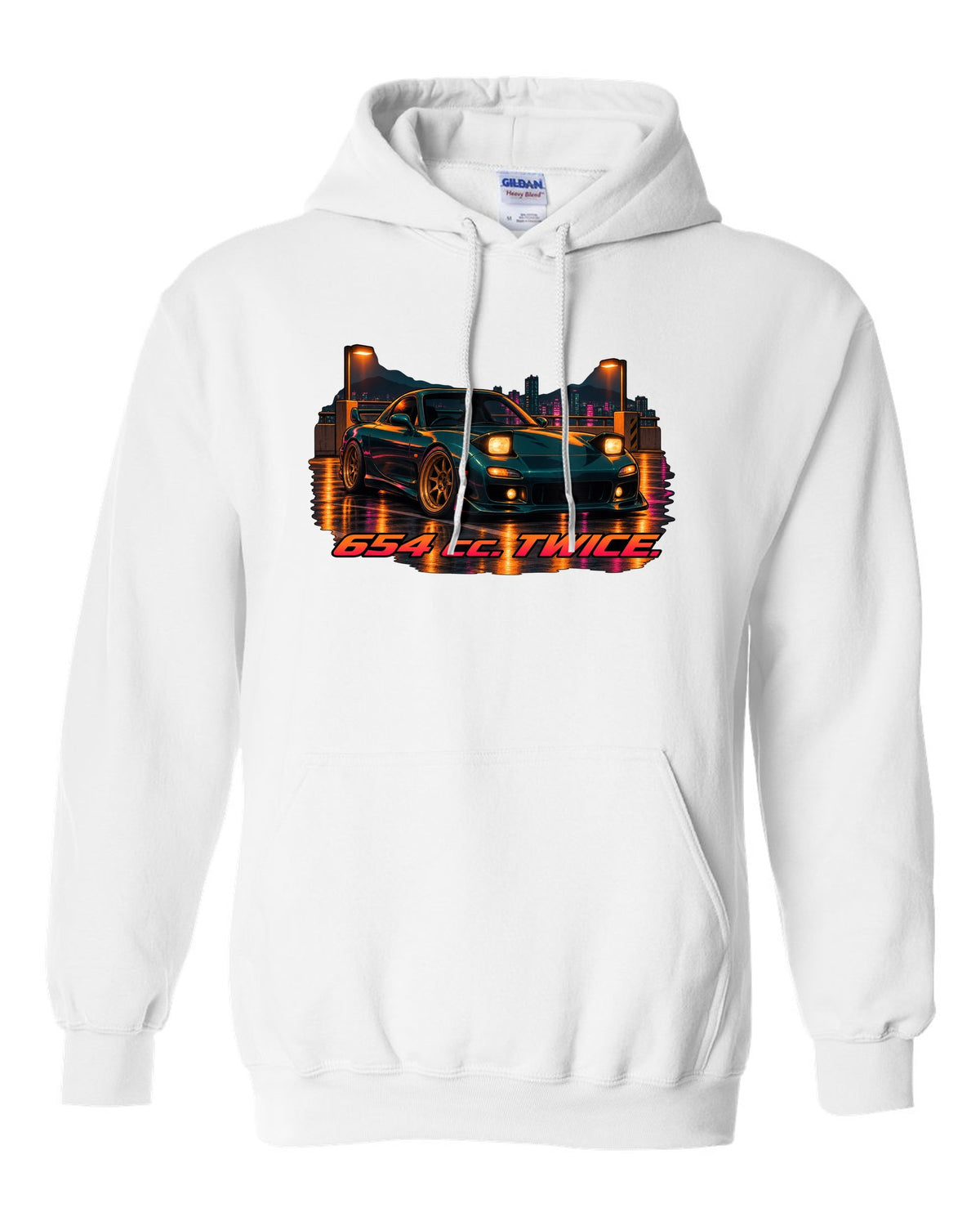 16-bit pixel art Mazda MX-5 NB roadster driving an open road white pull over hoodie front view with the design