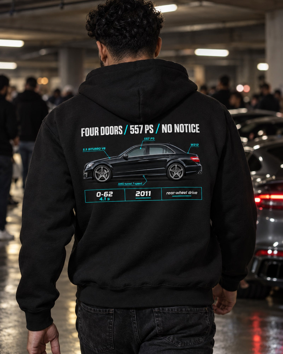 Mercedes E63 AMG W212 Four Doors No Notice Spec Poster Shirt Zip Hoodie Black worn hero