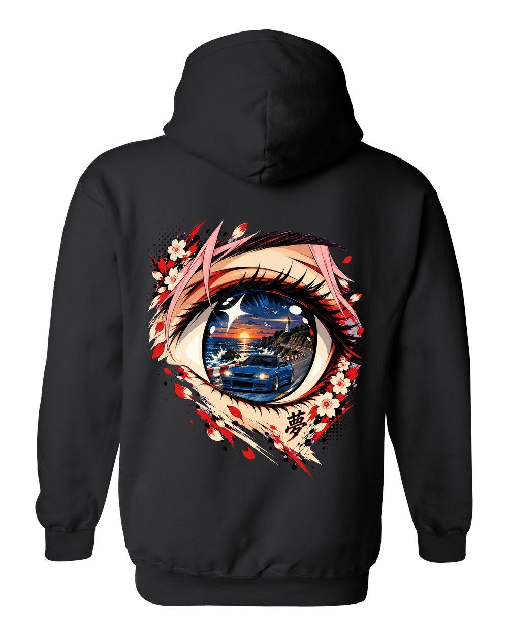 Subaru BRZ Anime Girl Pull Over Hoodie Black back