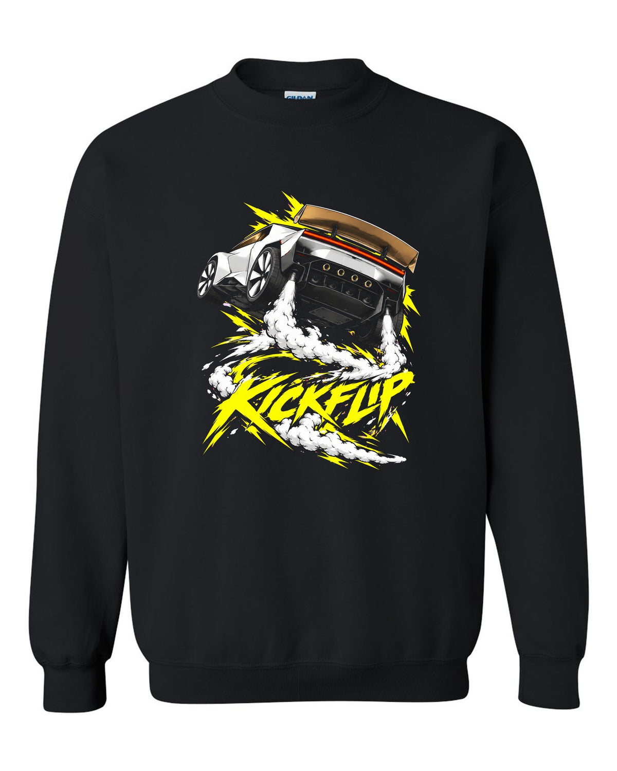 Tesla Roadster Kickflip Crewneck Black front