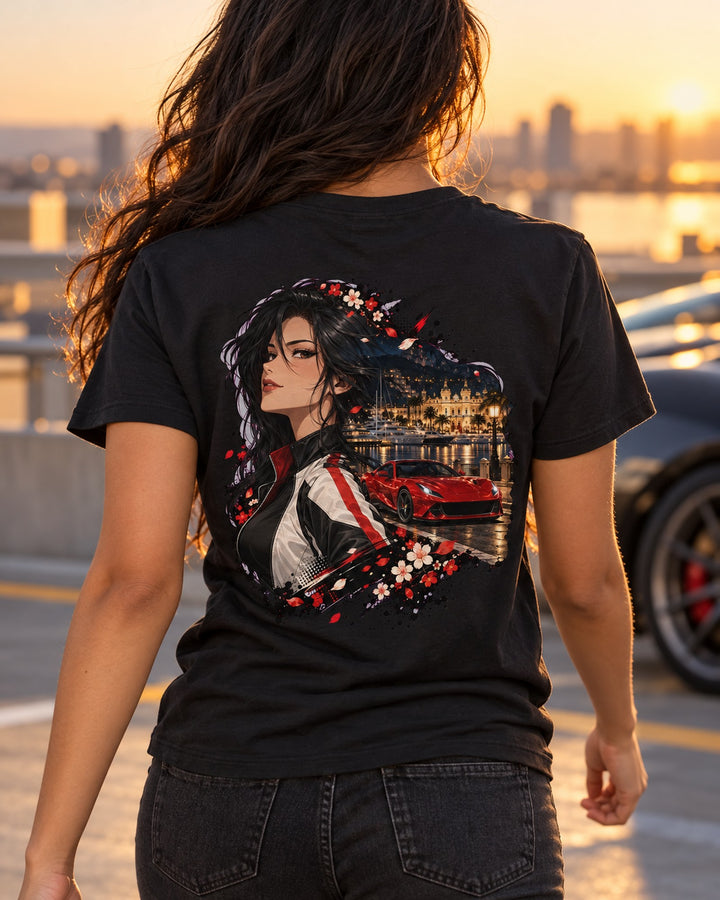 Ferrari 812 Superfast Anime Girl Shirt, Hoodie & More T-Shirt Black worn hero