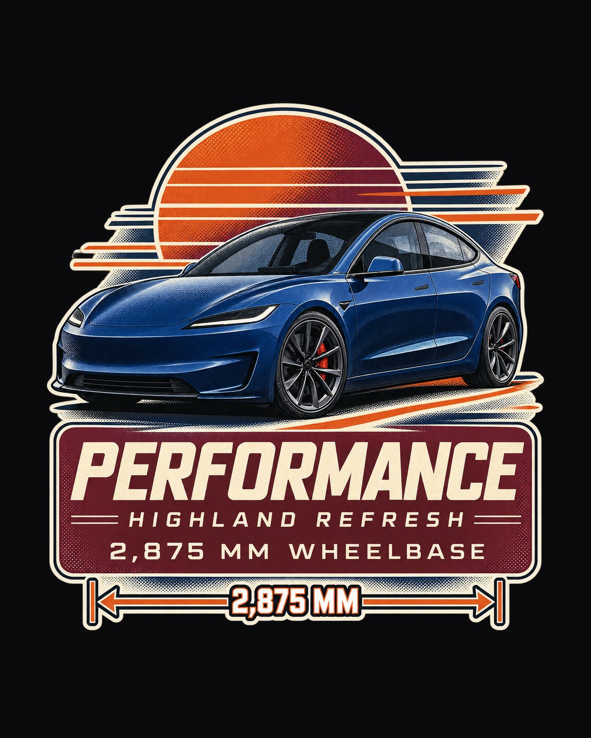 Tesla Model 3 Performance Highland Spec Poster Shirt, 2024 design only