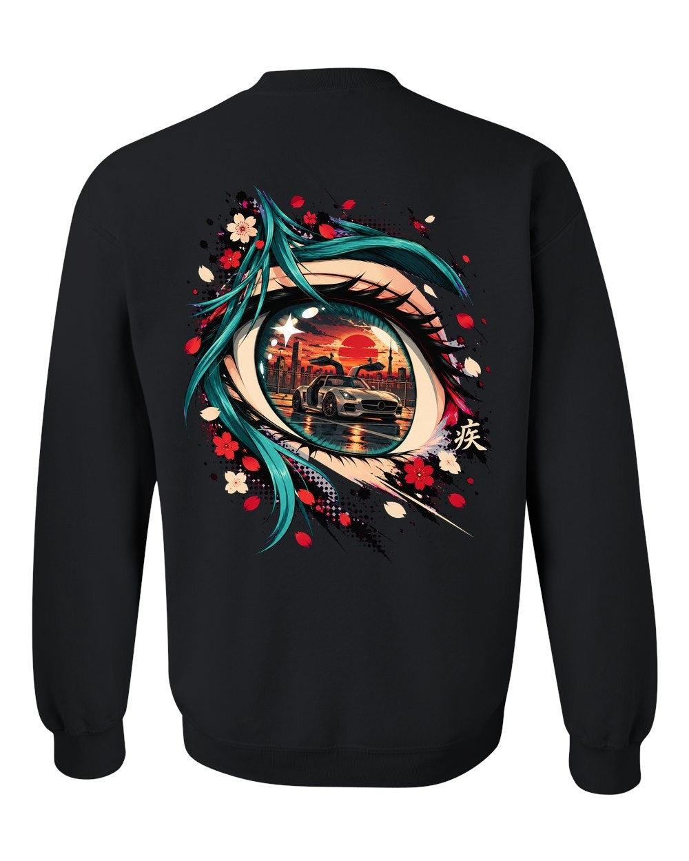 Mercedes-Benz SLS AMG Anime Girl Crewneck Black back