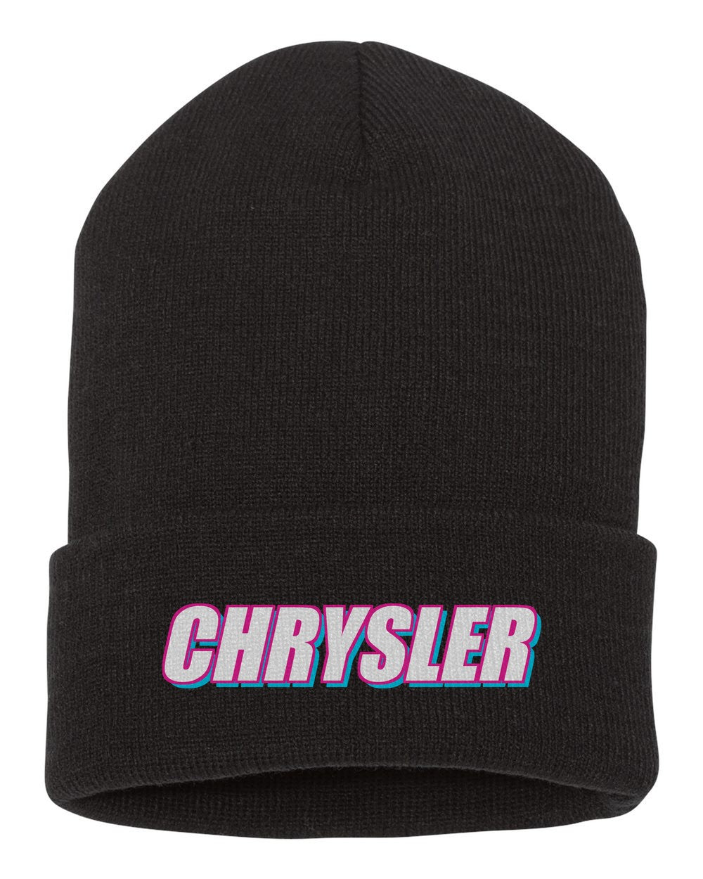 Chrysler black beanie front view with car name