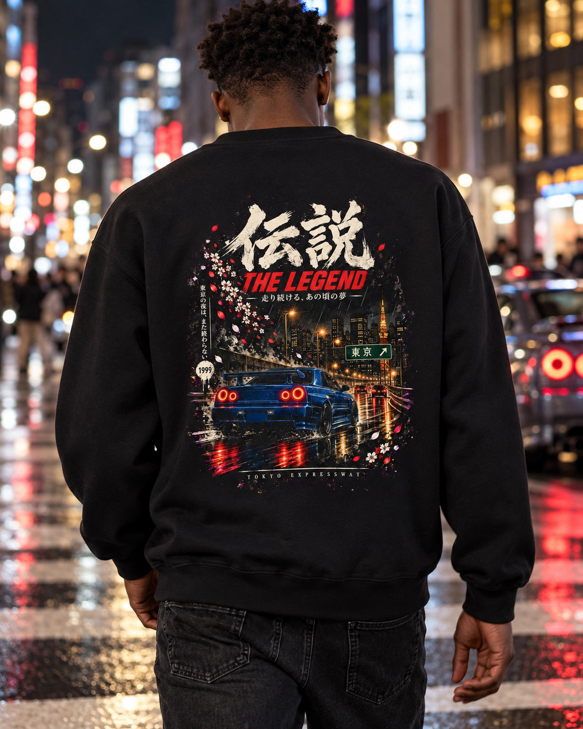 Nissan Skyline GT-R R34 The Legend Shirt, Hoodie & More Crewneck Black worn hero