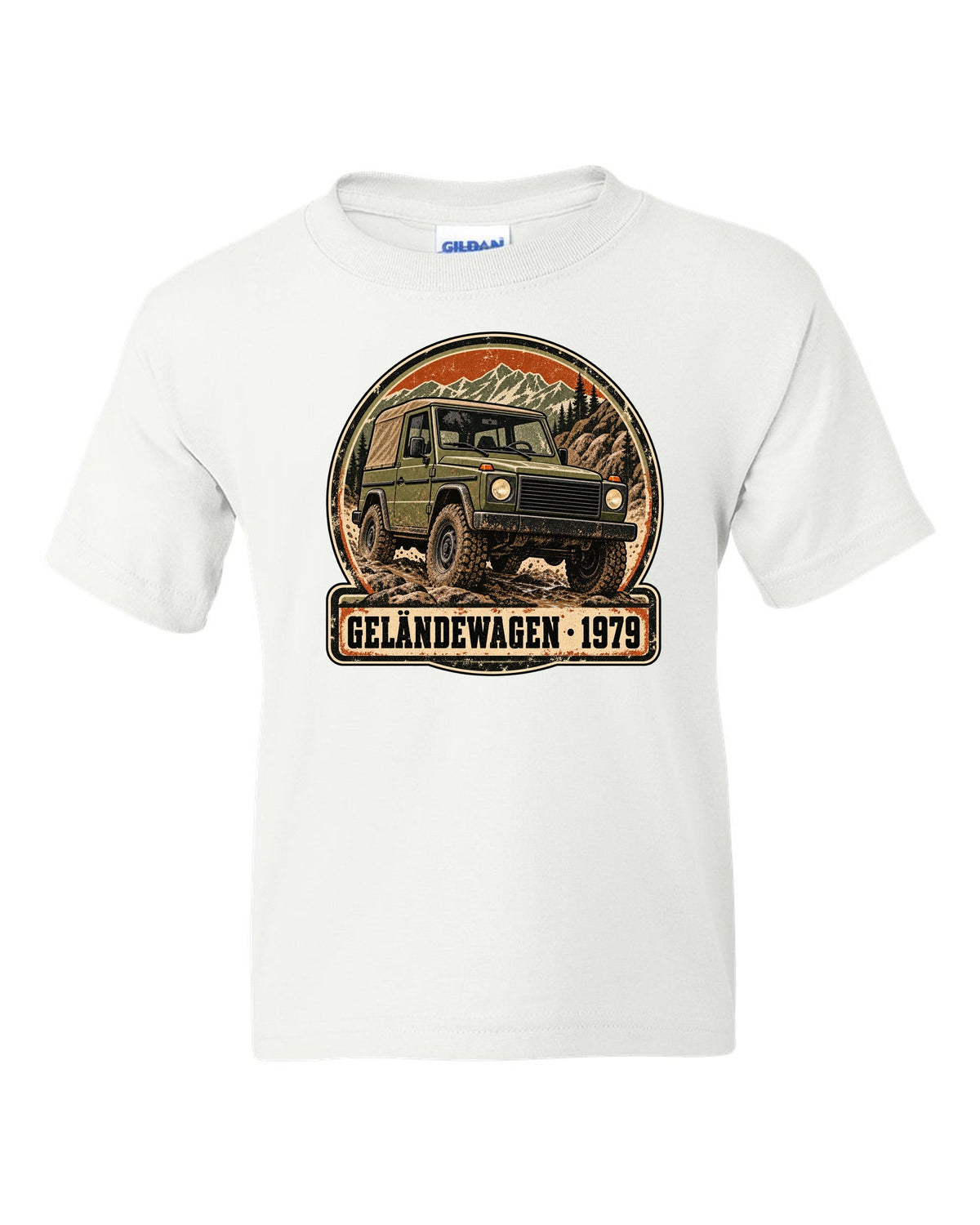 Flat minimal vector graphic of keys on a dish reading 12 MPG Worth It for a Mercedes G63 W464, print white kids tee front view with the design