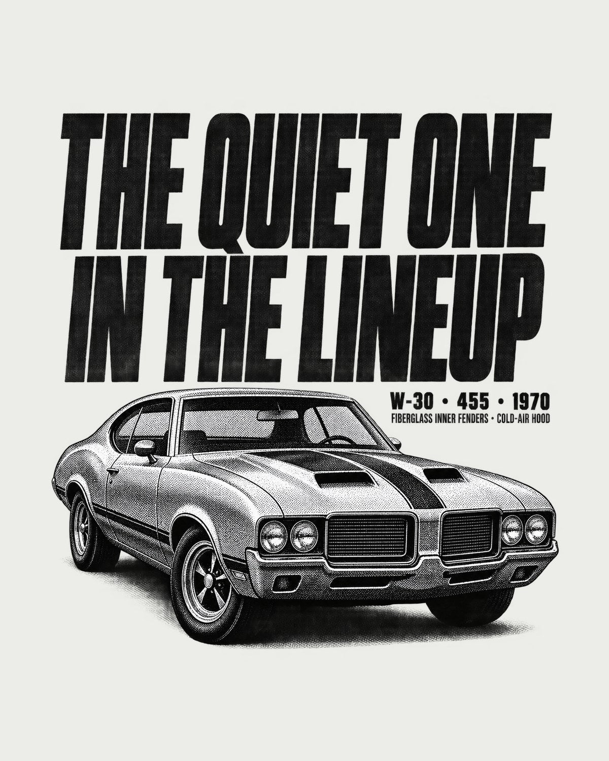 1970 Oldsmobile 442 W-30 Quiet One Halftone print Shirt design only