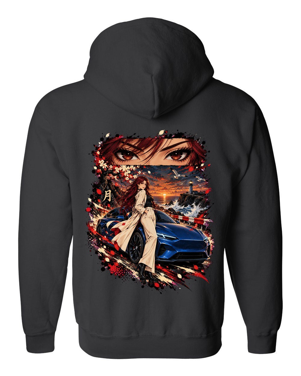 Lucid Air Sapphire Anime Girl Zip Hoodie Black back