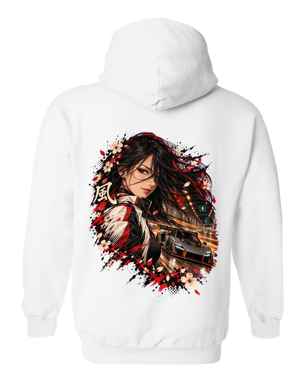 McLaren Senna Anime Girl Pull Over Hoodie White back