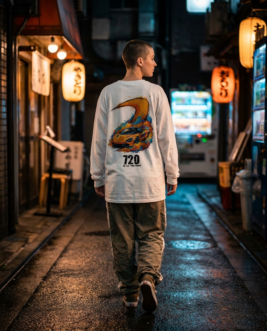 White Long-Sleeve Tee street