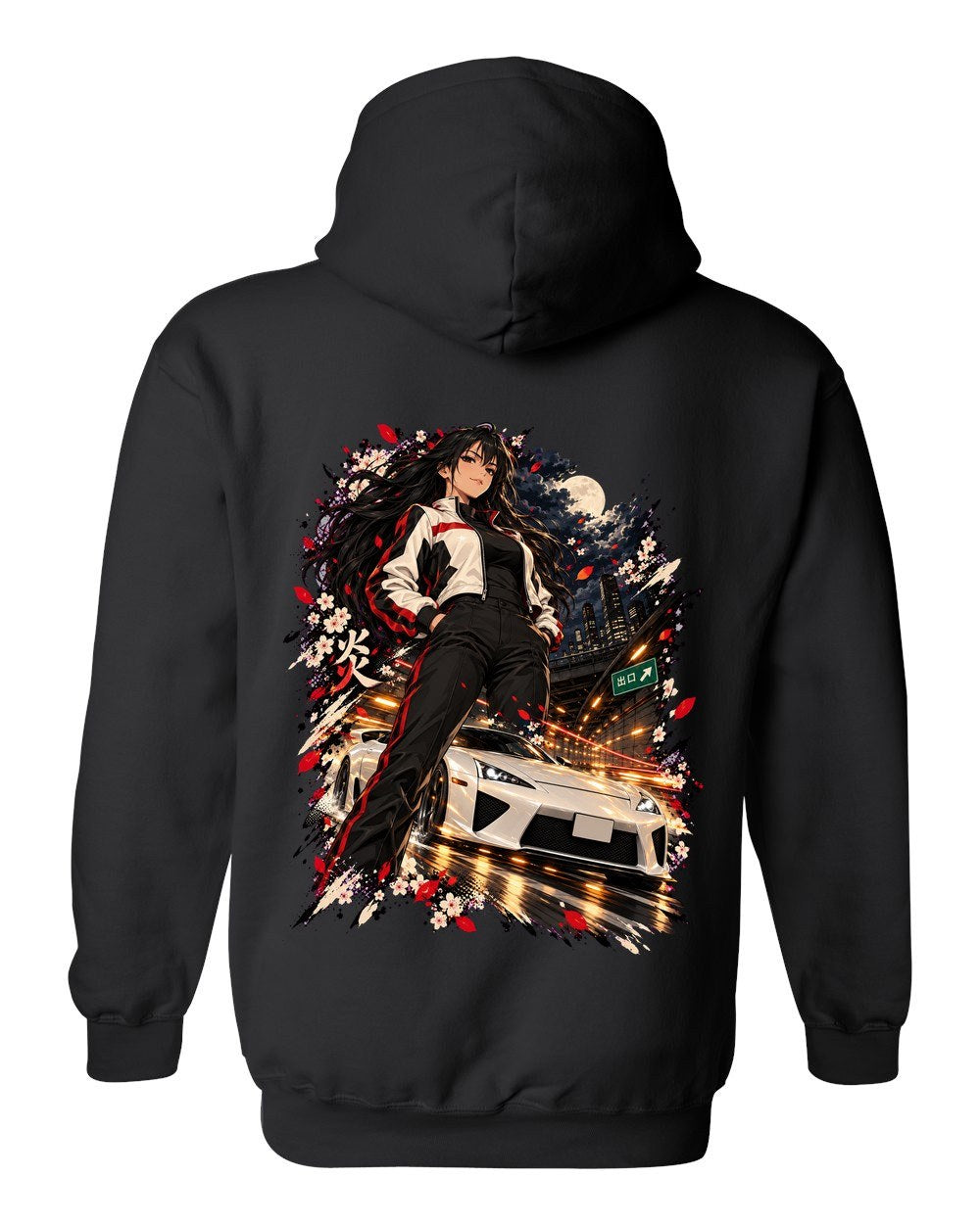 Lexus LFA Anime Girl Pull Over Hoodie Black back