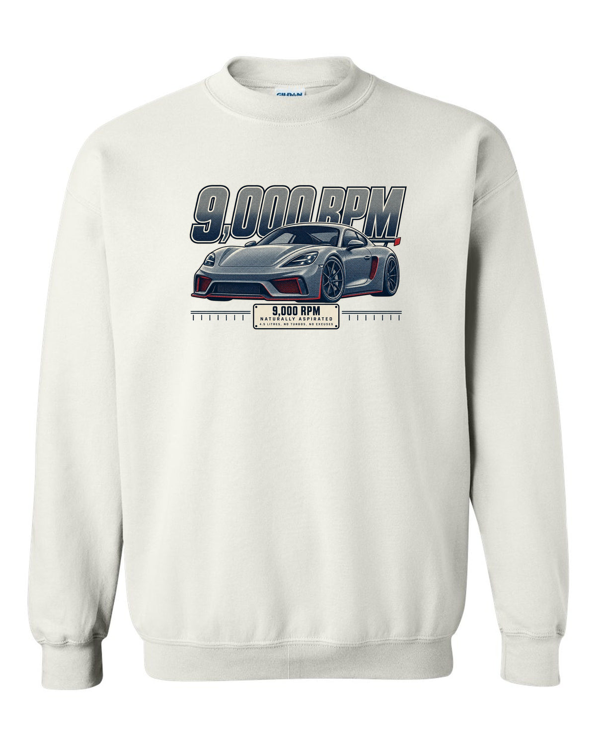 Halftone front three-quarter print of the Ferrari 458 Speciale white crewneck front view with the design