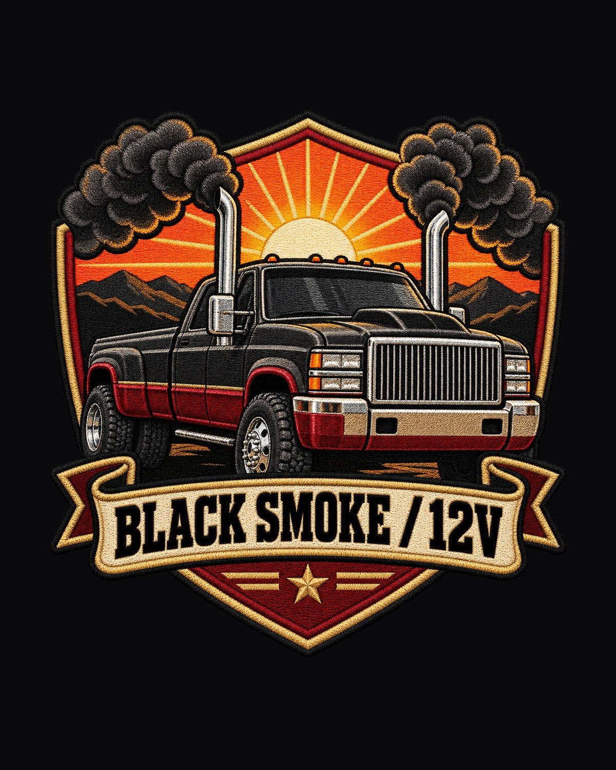 1994-1998 Dodge Ram 12V Cummins Smoke Stack Dawn Crest Tee design only