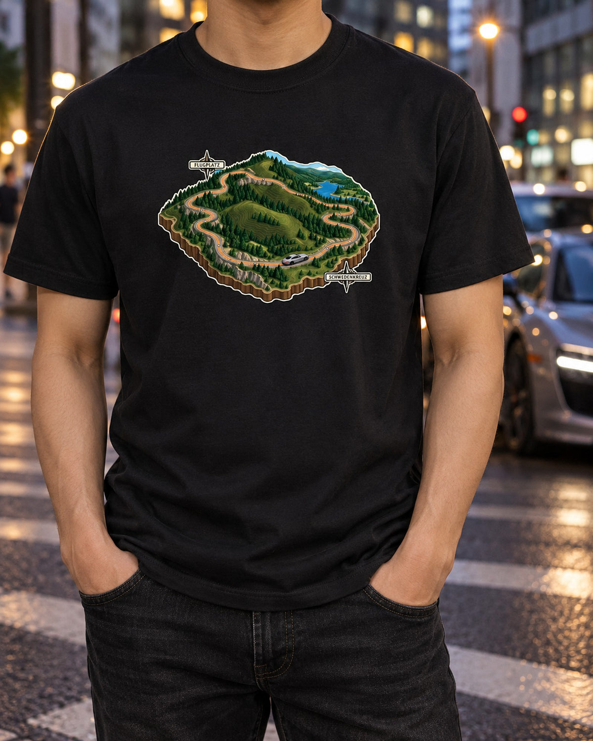 Comic Halftone Mercedes AMG GT C C190 Pop-Art Shirt, Car Tee T-Shirt Black worn hero