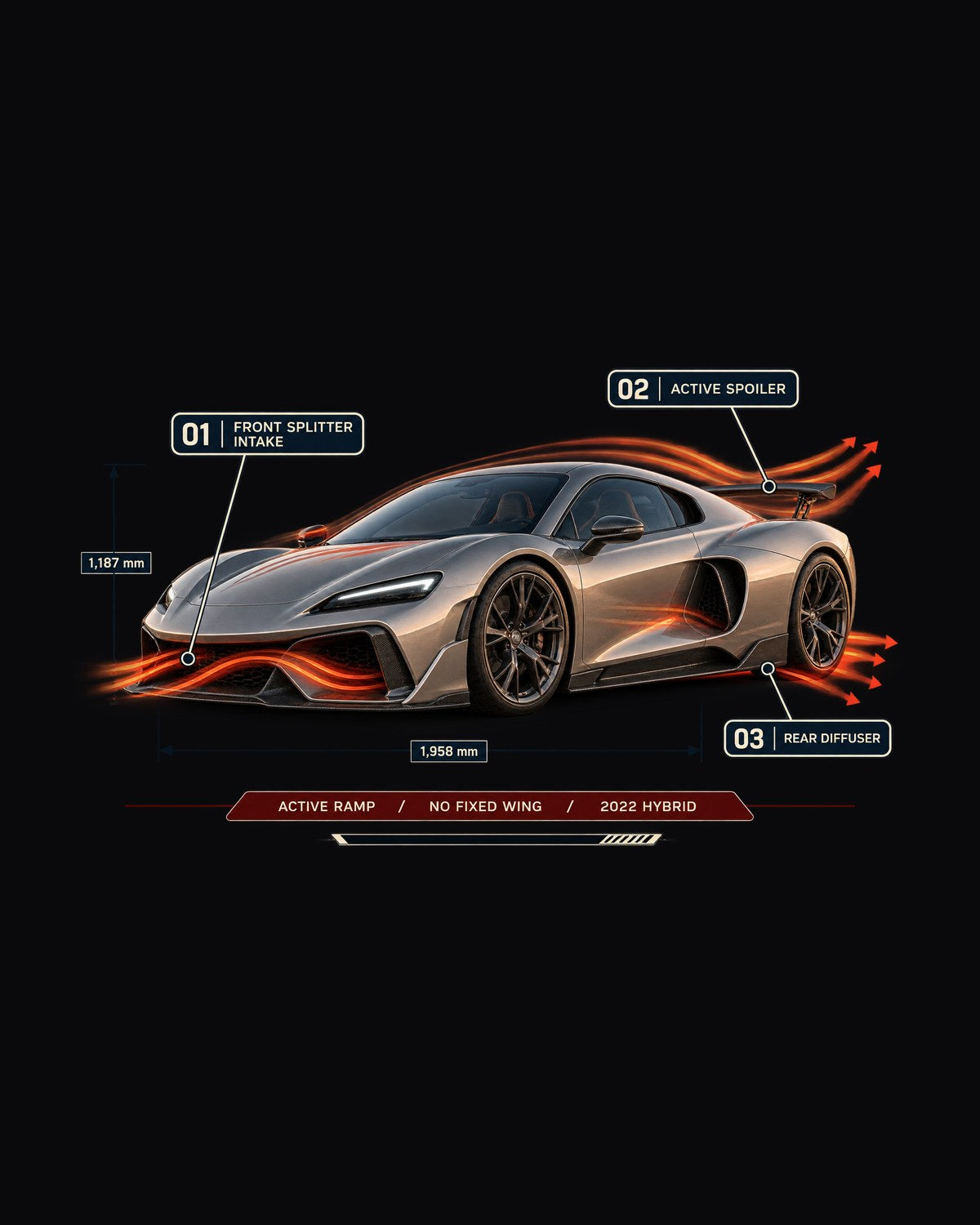 Ferrari 296 GTB Aero Callouts Tee, Active Ramp Hybrid design only