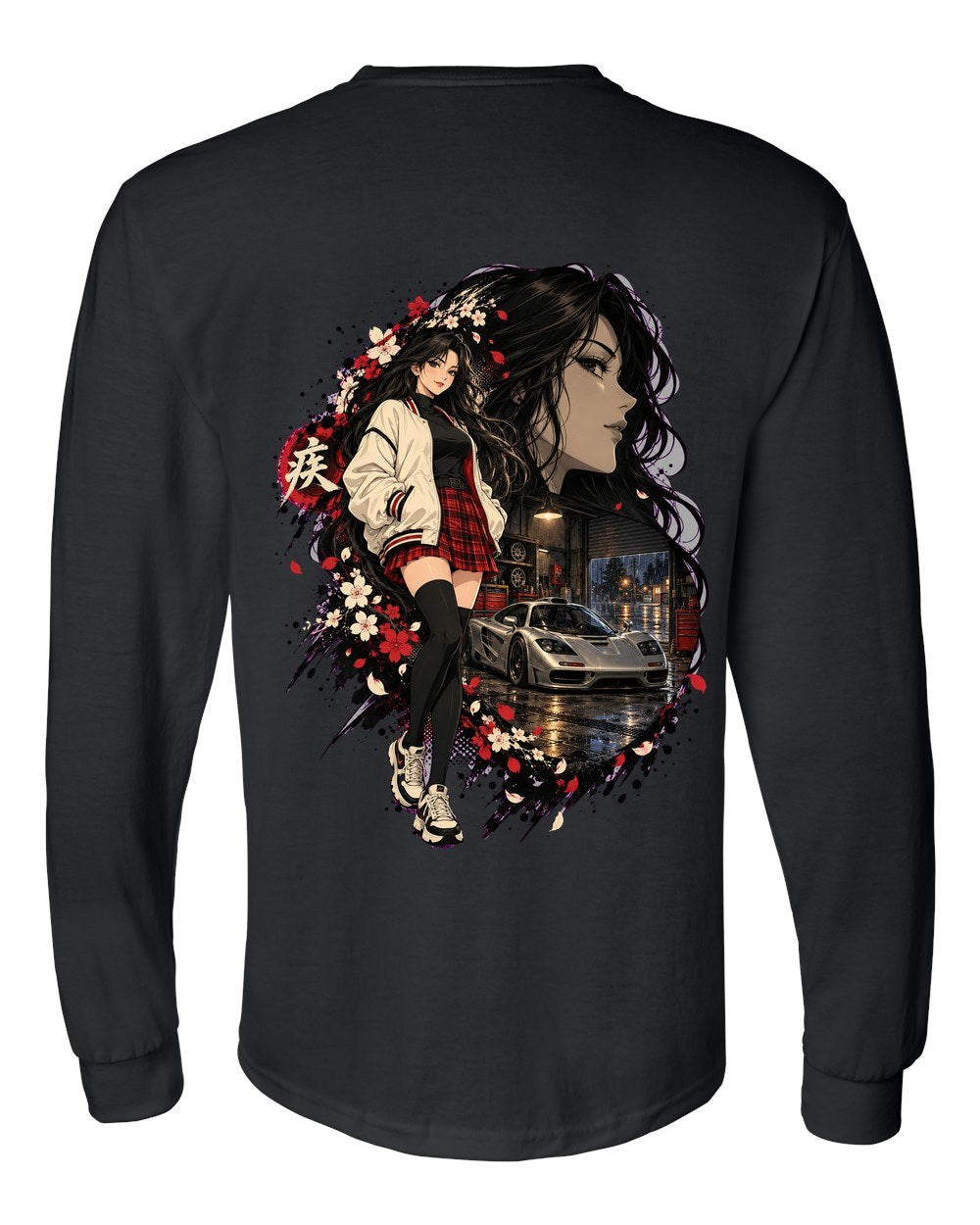 McLaren F1 Anime Girl Long Sleeve Black back