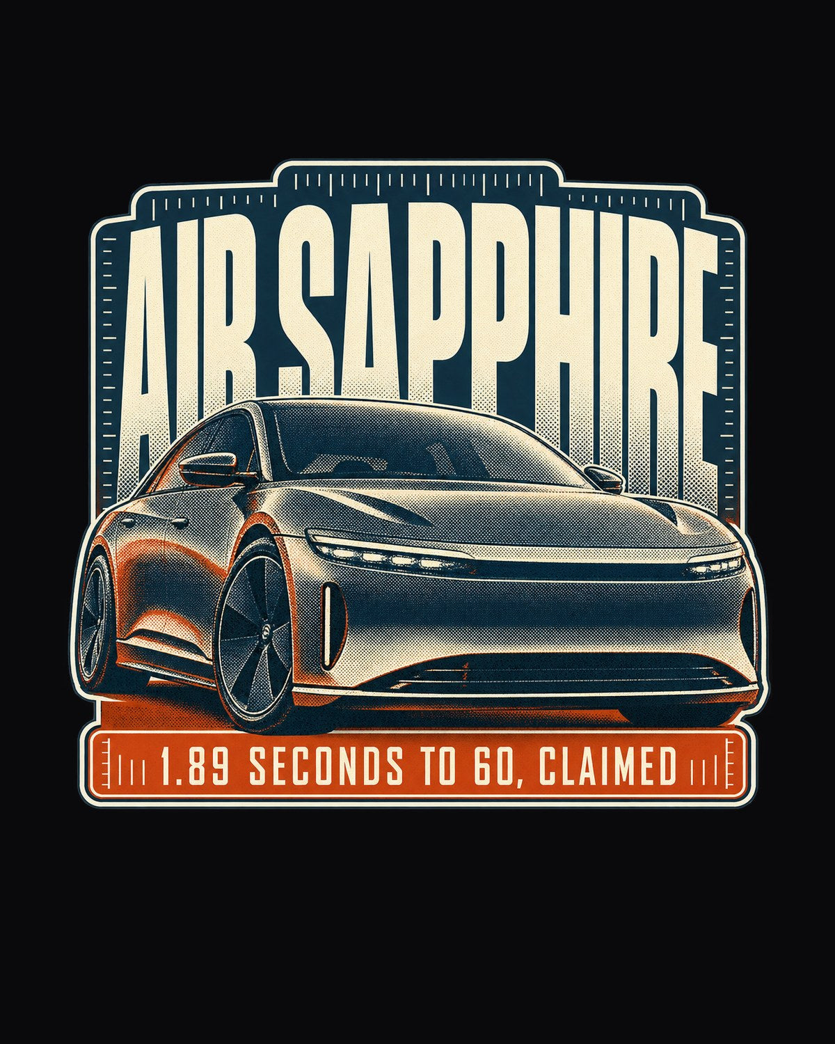 Lucid Air Sapphire Halftone Statement Tee, 1.89 Seconds to 60 design only