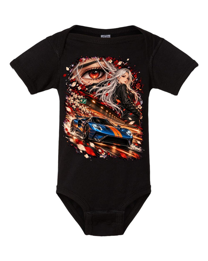 Ford GT Anime Girl Baby Onesie Black front