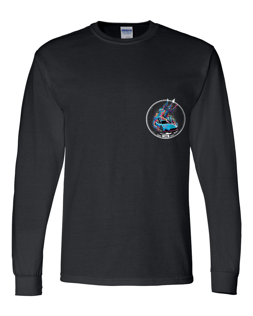 Maserati MC20 Trident Long Sleeve T-Shirt — Black front emblem