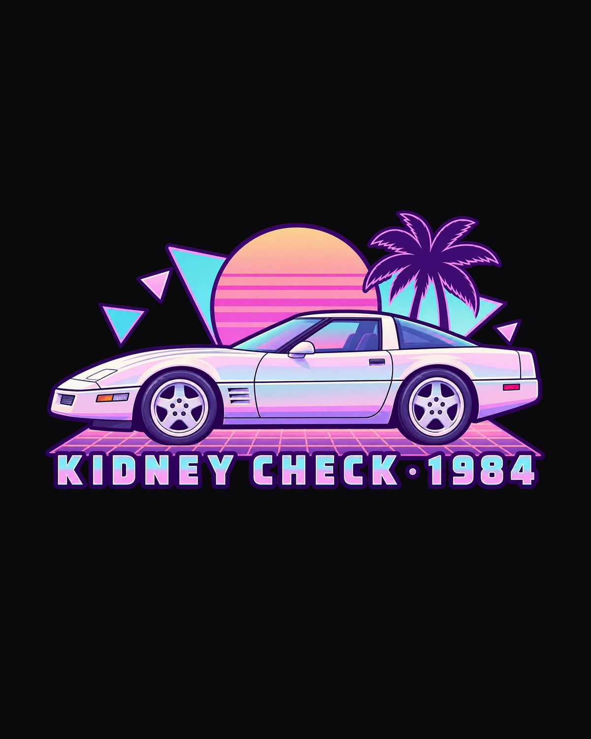 1984 Corvette C4 Pastel Vaporwave Shirt, Kidney Check Tee design only