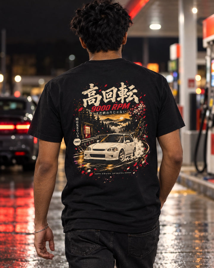Honda Civic Type R EK9 9000 RPM Shirt, Hoodie & More T-Shirt Black worn hero