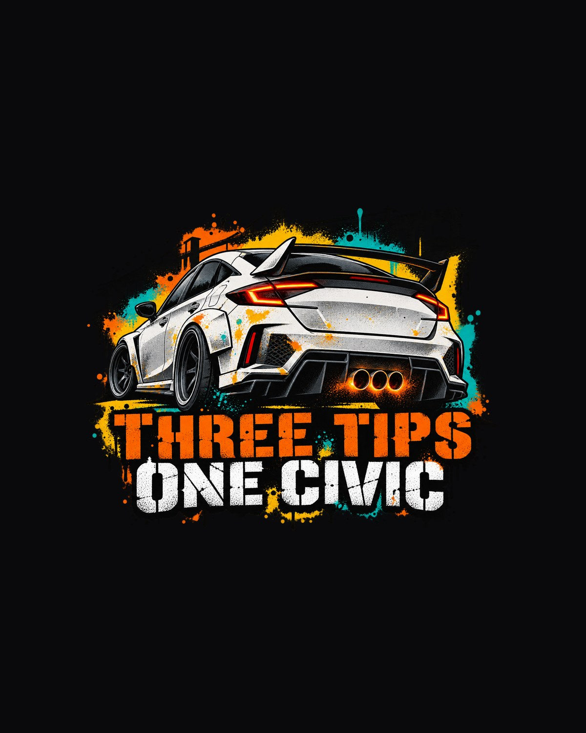 Honda Civic FL5 Stencil Street Art Shirt, Three Tips One Civic design only