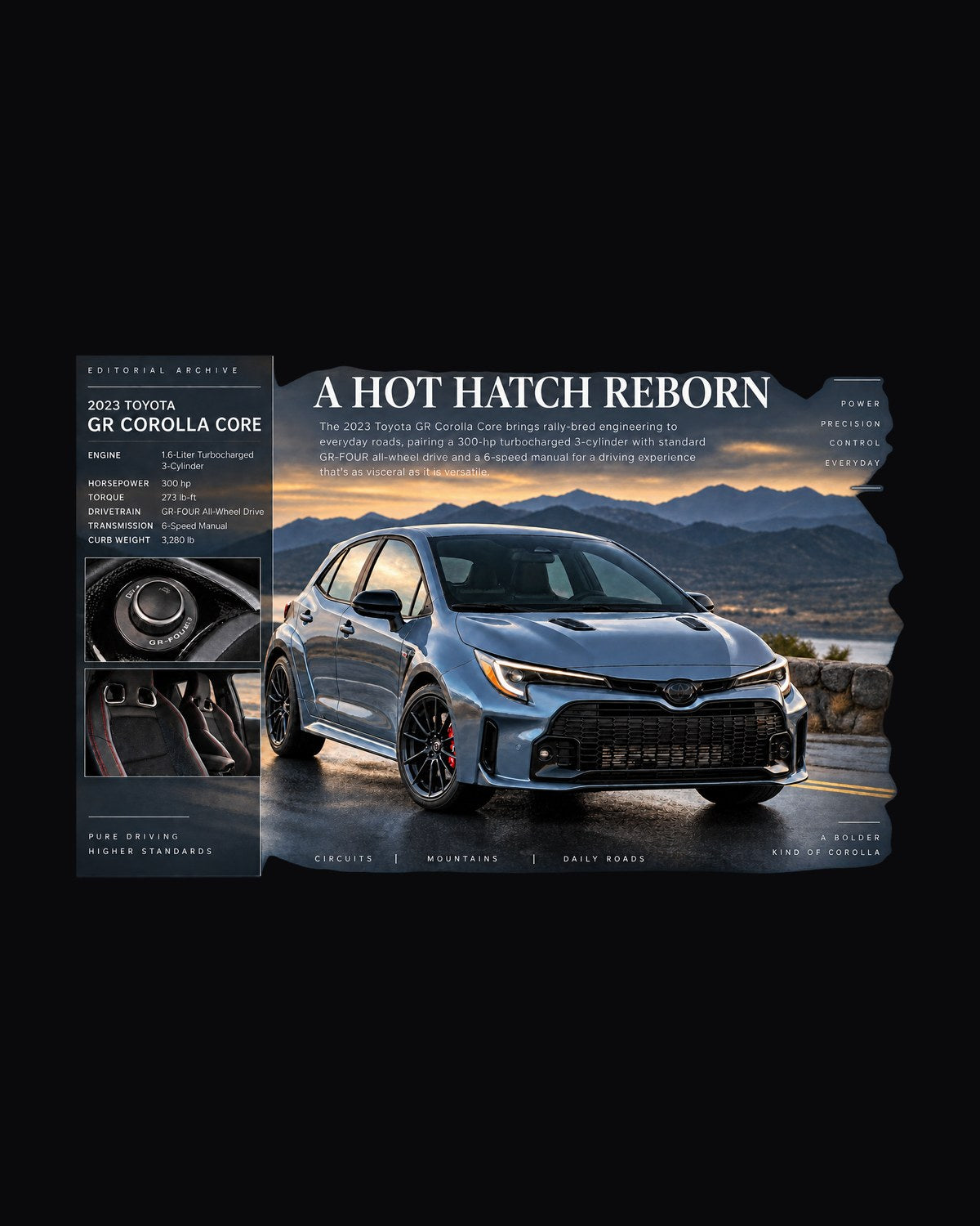 Toyota GR Corolla Core 2023 Archive Panel Shirt, 300 HP design only