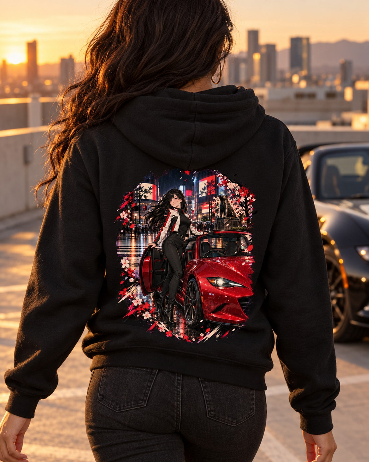 Mazda MX-5 ND Anime Girl Shirt, Hoodie & More Pull Over Hoodie Black worn hero